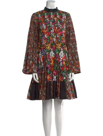 Pre-owned Sacai Floral Print Mini Dress In Black