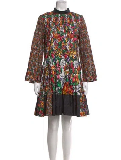 Pre-owned Sacai Floral Print Mini Dress In Black