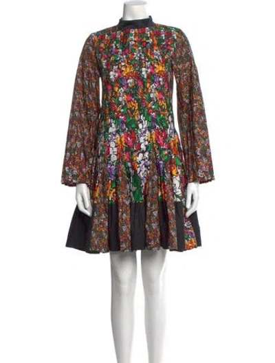 Pre-owned Sacai Floral Print Mini Dress In Black