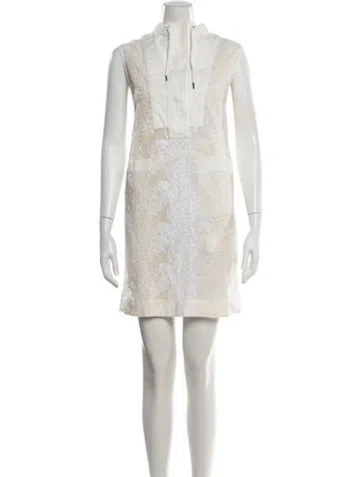 Pre-owned Sacai Floral Print Mini Dress In Neutrals