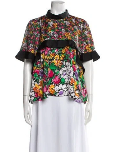 Pre-owned Sacai Floral Print Mock Neck Top In Multi