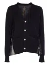 Sacai Floral-print Pleated Cardigan In Black