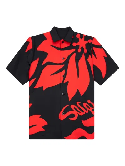 Sacai Floral-print Shirt In Red