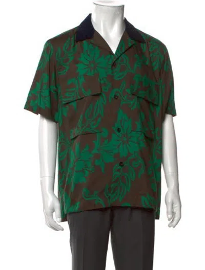 Pre-owned Sacai Floral Print Short Sleeve Shirt In Green