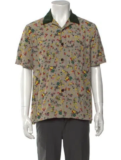 Pre-owned Sacai Floral Print Short Sleeve Shirt In Neutrals