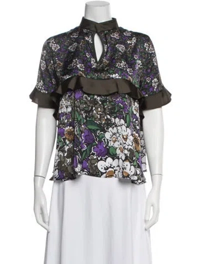 Pre-owned Sacai Floral Print Short Sleeve Top In Multi