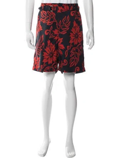Pre-owned Sacai Floral Print Shorts In Red