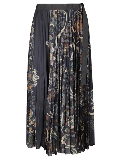 Sacai Floral Print Skirt In Multi