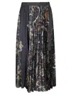 Sacai Floral Print Skirt In Black