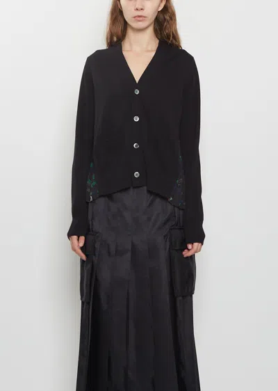 Sacai Floral Print X Cotton Knit Cardigan In Brown 601