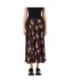 Sacai Pleated Midi Skirt Dot Flower In Black
