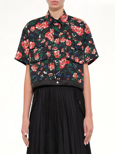 Sacai Floral Shirt In Black