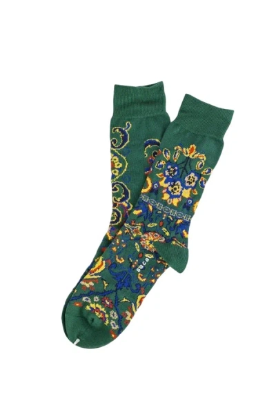 Sacai Floral Socks In Green