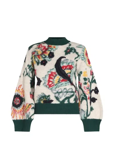 Sacai Floral-intarsia Wool Sweater In Multi