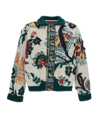 Sacai Floral-patterned Sweater In Green