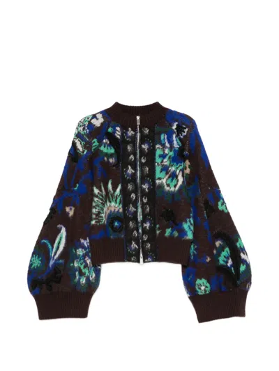 Sacai Floral-print Embroidered Jacket In Multi