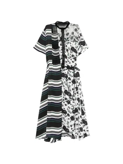 Sacai Floral-print Midi Dress In Multi