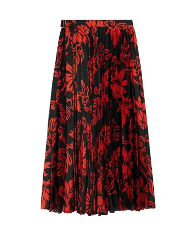 Sacai Floral-print Pleated Midi Skirt In Multi