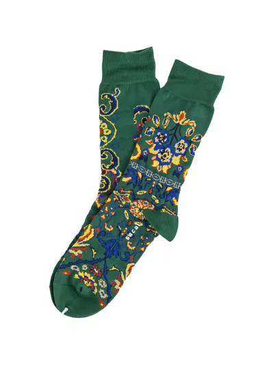 Sacai Floral-print Ribbed-cuff Socks In Multi