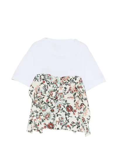 Sacai Floral-print Ruffled T-shirt In Multi