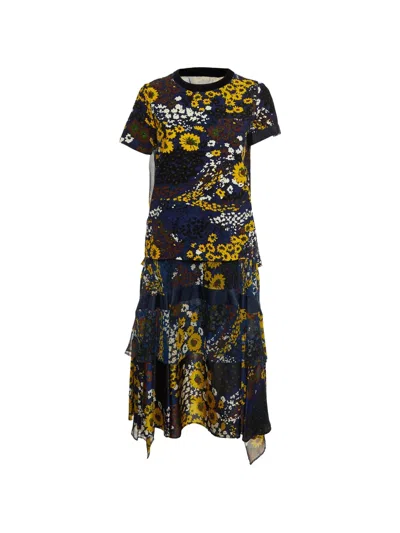 Pre-owned Sacai Floral-print Skirt Set In Blue