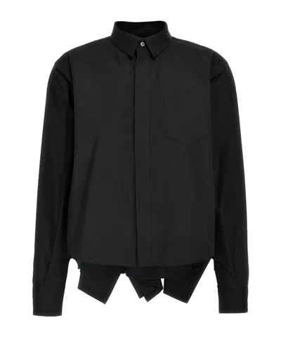 Sacai Flounced Shirt In Black