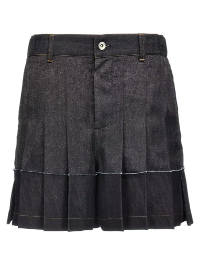Sacai Flounced Shorts Bermuda And Short Blue In Gray