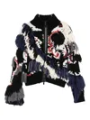 Sacai Fringe-trimmed Patterned Jacket In Multi