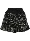 Sacai Fringed-edge Knitted Shorts In Black