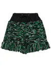 Sacai Fringed-edge Knitted Shorts In Green