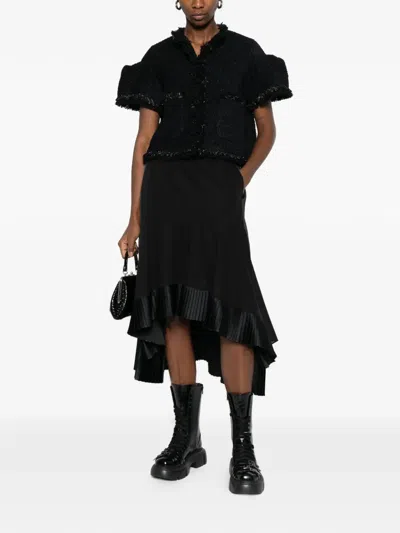 Sacai Fringed Jacket In Black