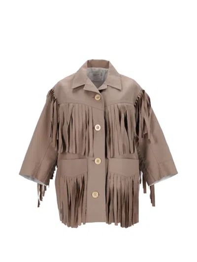 Pre-owned Sacai Fringed Patch-pocket Jacket In Neutral