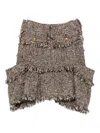 Sacai Tweed-rock Mit Fransen In Brown