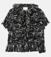 Sacai Fringed-edge Knitted Jacket In Black