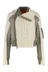Sacai Cable Knit Full Zip Jacket In Multi