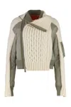 Sacai Cable Knit Full Zip Jacket In Multi