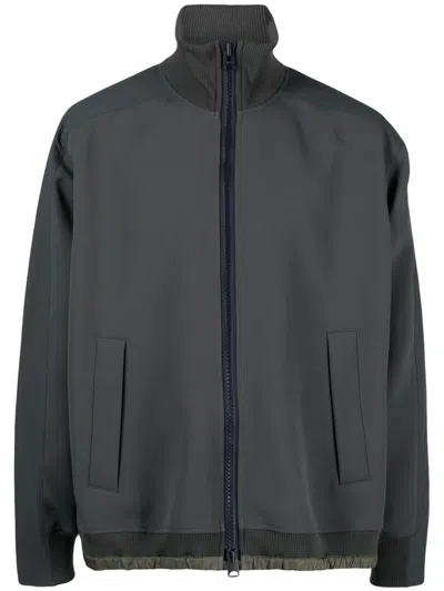 Sacai Funnel-neck Zip-up Jacket In Green