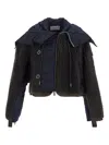 Sacai Faux Shearling X Nylon Twill Blouson In Green
