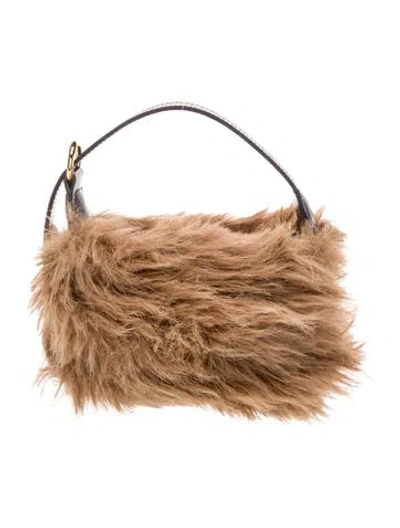 Pre-owned Sacai Fur Top Handle Bag In Neutral