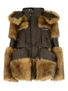 Sacai Fur-trimmed Wool Jacket In Brown