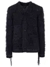 Sacai Furry Knit Cardigan In Blue