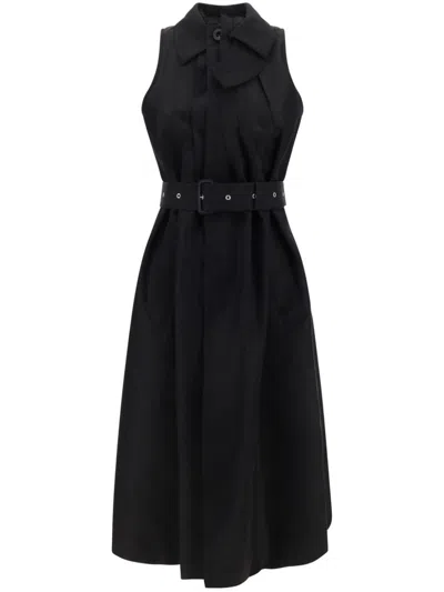 Sacai Black Belted Midi Dress