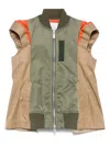 Sacai Paneled Twill And Gabardine Vest In Green