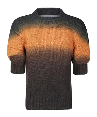 SACAI SACAI GARMENT DYE SHORT SLEEVED KNITTED PULLOVER