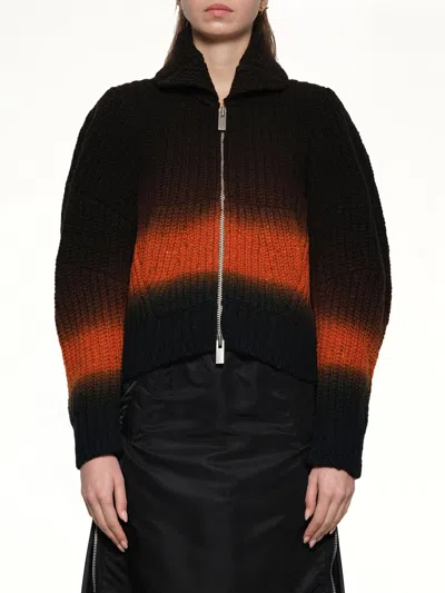 Sacai Garment Dye Wool Knit Blouson In Multi
