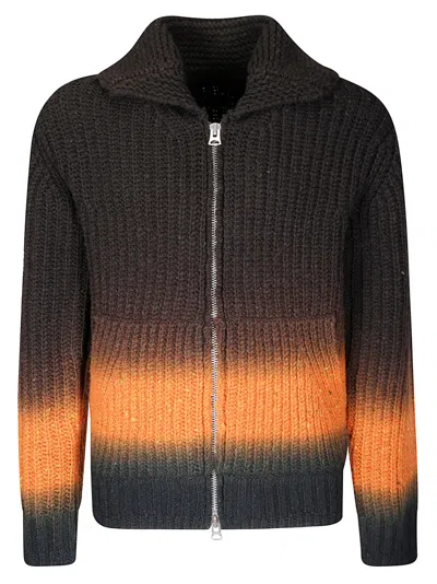 Sacai Garment Dye Wool Knit Cardigan In Animal Print