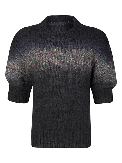 Sacai Garment Dye Wool Knit Pullover In Black