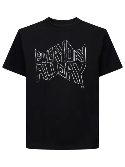 Sacai Geoff Printed T-shirt With Classic Crew Neckline In Black