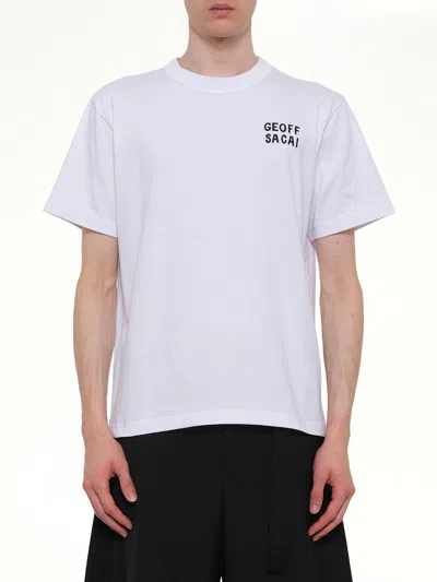 Sacai X Geoff Mcfetridge Embroidered T-shirt In White