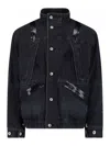 Sacai High Collar Jacket Adjustable Drawstring Front Pockets In Black